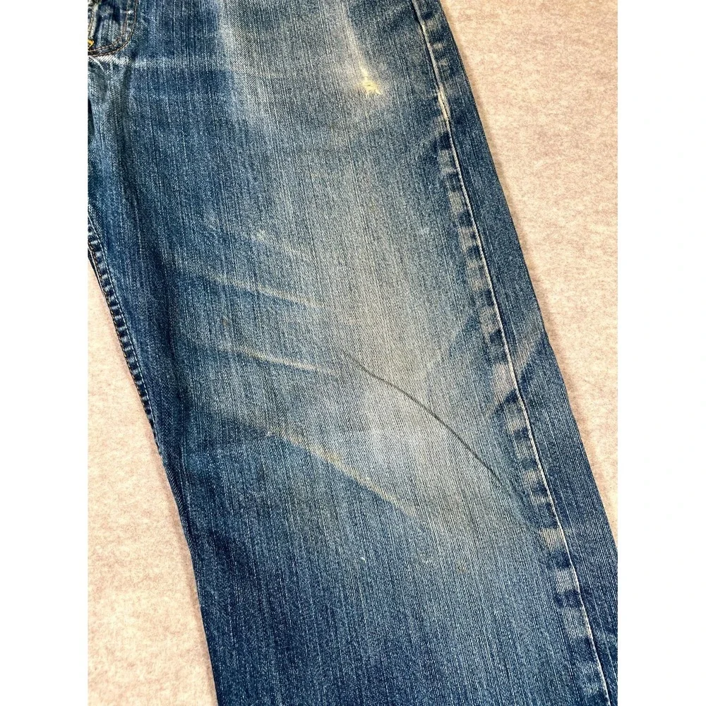 Levis 501 Original Fit‎ Straight Jeans Mens 36x34 Blue Denim Cotton Frayed Hem